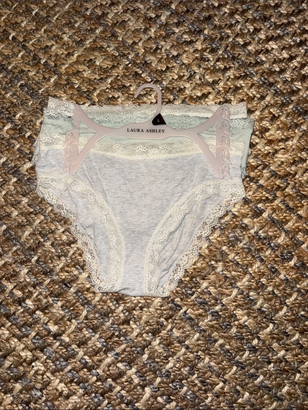 Laura Ashley Light Gray Lace-Trim Cotton Briefs